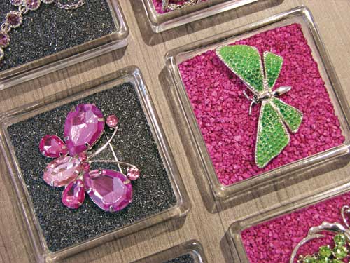 Schmetterling Broschen in rosa und grün